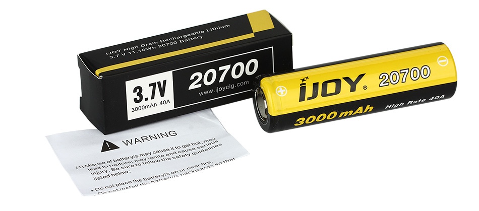 IJOY 20700 High-drain Li-ion Battery 40A 3000mAh 320700 Jo  20700 30000Ah40A WARNING