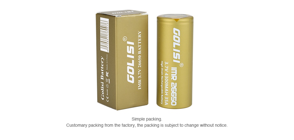Golisi S43 IMR 26650 High-drain Li-ion Battery 35A 4300mAh 0 M2 9uM Simple packing Customary packing from the factory  the packing is subject to change without notice