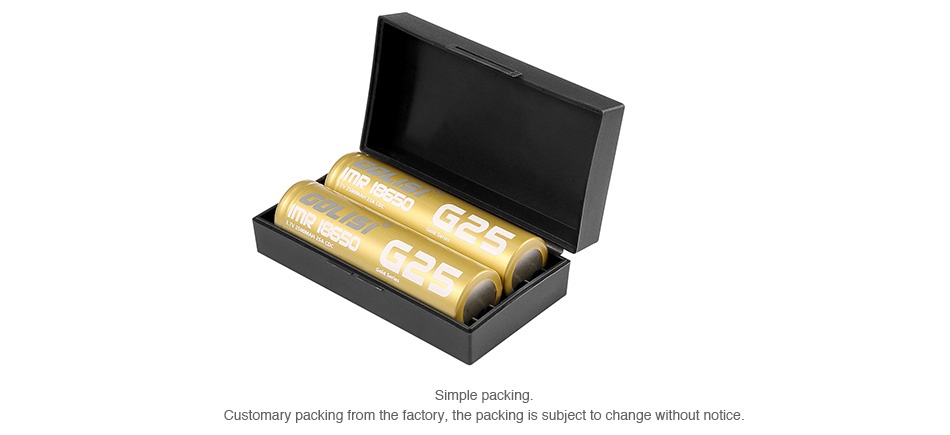 Golisi G25 IMR 18650 High-drain Li-ion Battery 25A 2500mAh 2pcs Simple packing Customary packing from the factory  the packing is subject to change without notice
