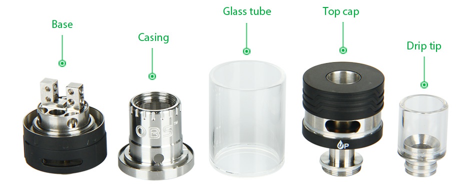 OBS Crius RTA Tank 4.2ml Glass tube Top cap B Casing Drip tip