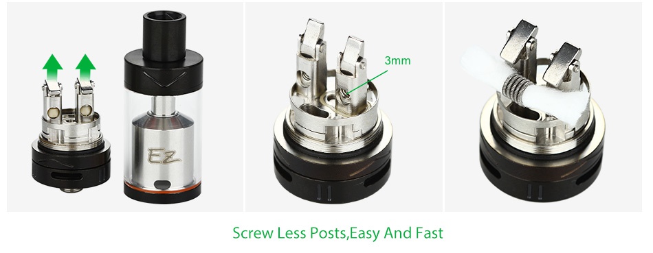 UD EZ RTA Tank 4ml 3mm Screw Less posts easy And Fast