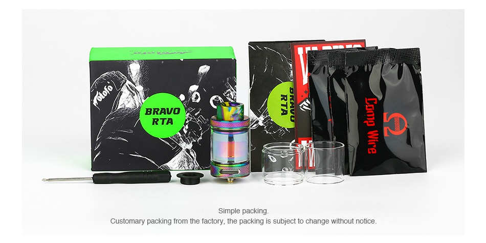 WOTOFO BRAVO RTA 4.5ml/6ml BRAVO RTA Simple packing Customary packing from the factory  the packing is subject to change without notice