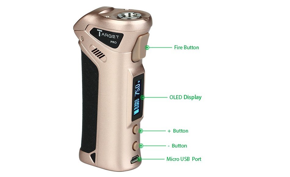 Vaporesso TARGET Pro 75W VTC MOD Kit lARGET Fire butto OLED Display Butto Button Micro usb port