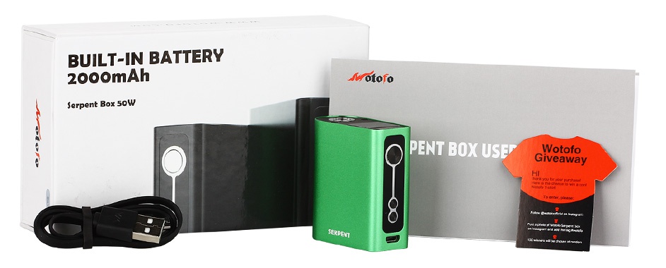 WOTOFO Serpent 50W TC Box MOD 2000mAh BUILT IN BATTERY 20oomAh PENT BOX USE