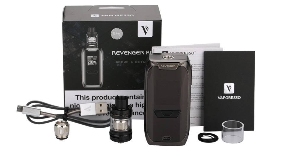 Vaporesso Revenger TC Kit with NRG Mini 220W v O  ss Rev NG R ABOVE D BEYO This produgmentall VAPORESSO hid nc