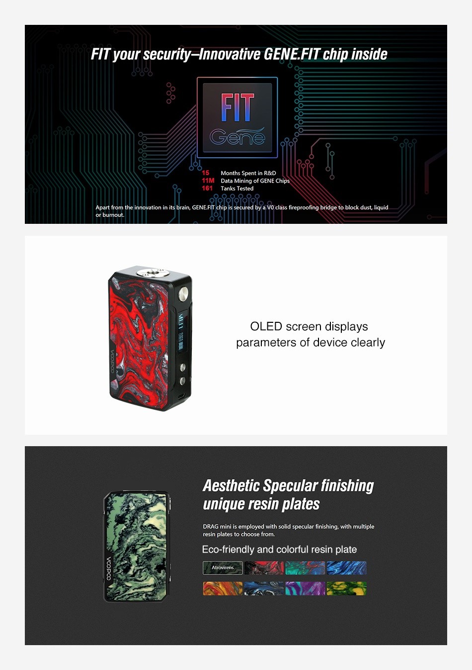 [Coming soon] VOOPOO Drag Mini 117W TC Box MOD 4400mAh B Atrovirens B Rhodonite B Lava B Prussian blue B Coral B Phthalo B Purple B lime