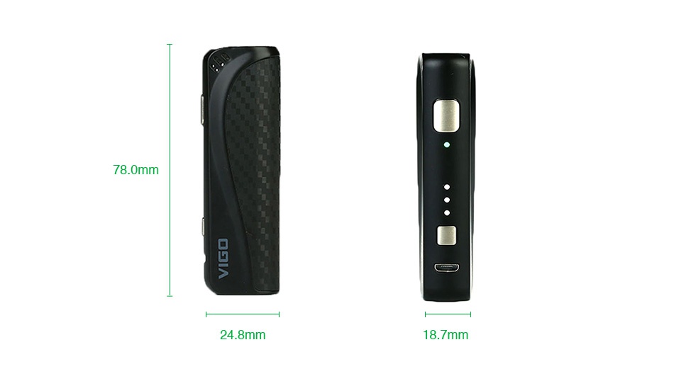 VapeOnly Vigo MOD 900mAh 78 0mm 24 8mm 18 7mm