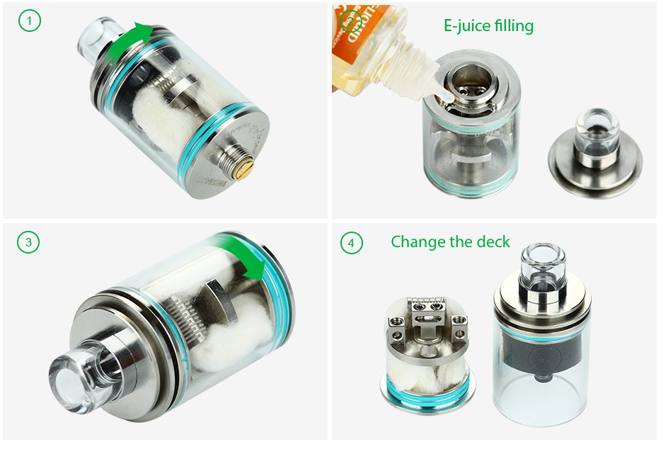 WISMEC Theorem RTA Atomizer Kit 2.7ml E juice filling Change the deck