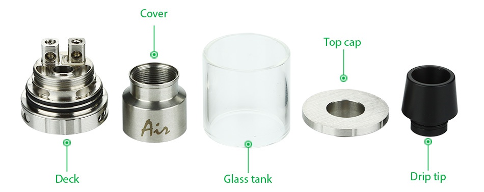 SMOKJOY Air RTA Atomizer 1.8ml Cover Top cap Ain Deck Glass tank ip tip
