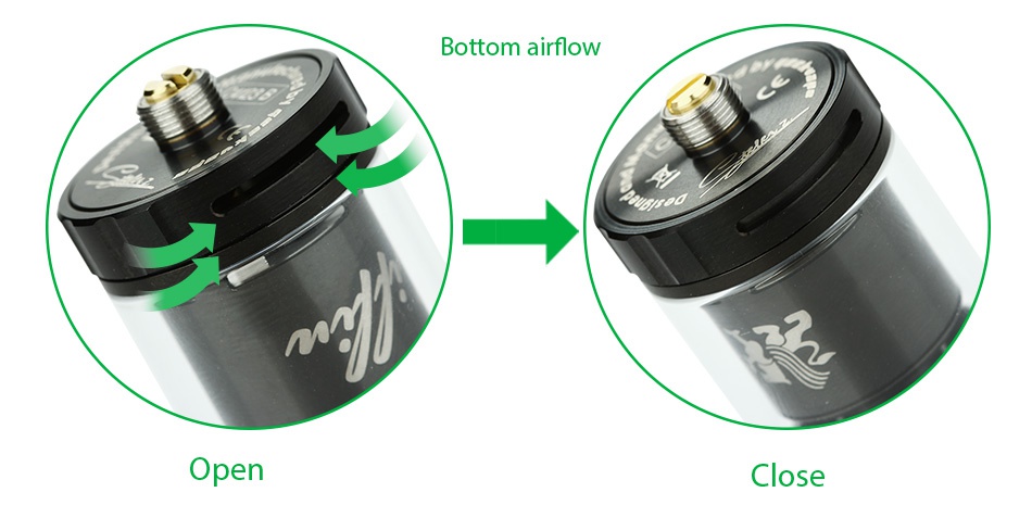 GeekVape Griffin 25 Mini RTA Tank 3ml Bottom airflow Open Close