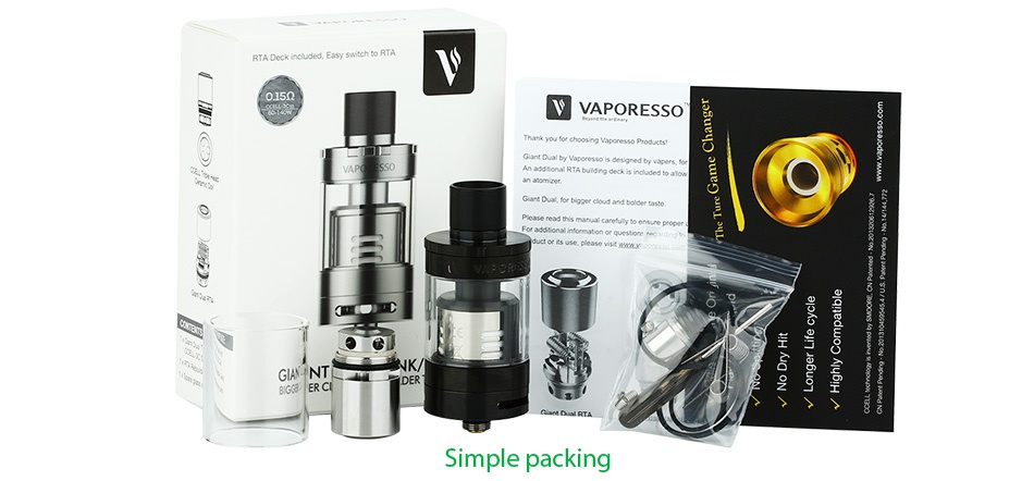 Vaporesso Giant Dual Tank with RTA Deck 4ml s VAPORESSO 2 Simple packing