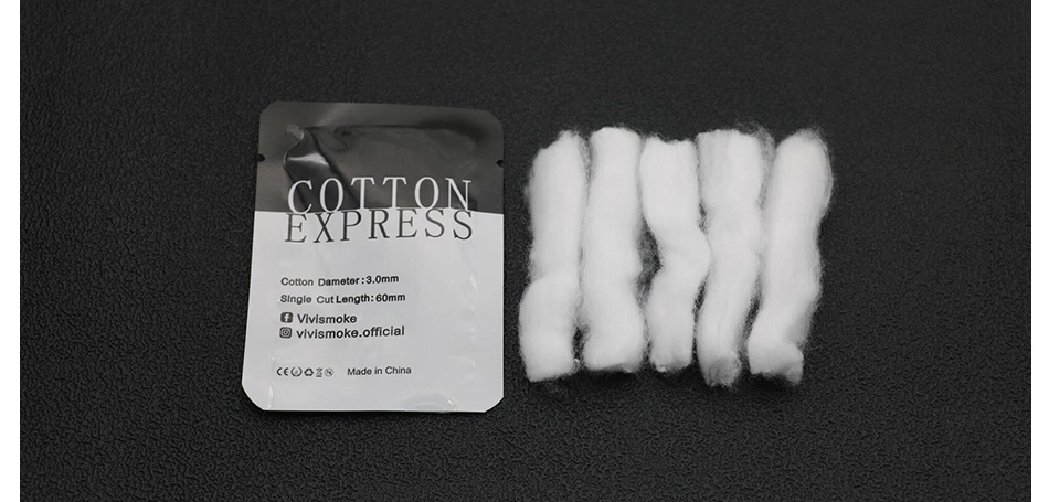 Vivismoke Cotton Express 10pcs EXPRESS Cotton Dametor  3 Omm SIngle Cut Length  60mm   vivismoke officia cEo