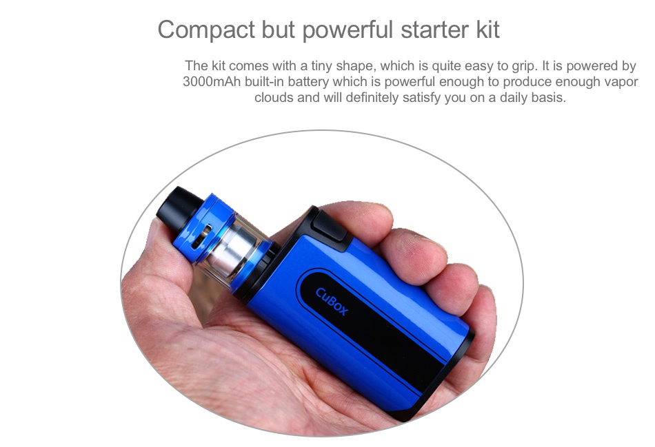 Joyetech CuBox Box MOD 3000mAh contains a tiny shape  which is quite easy to grip  It is powered by 3000mAh built in battery which is powerful enough to produce enough vapor clouds and will definitely satisfy you on a daily basis