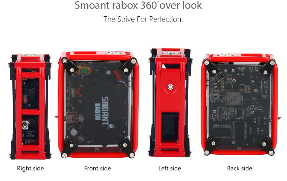 Smoant RABOX 100W Handmade MOD 3300mAh Smoant rabox 360 over look The Strive For perfection Right side Front side Left side Back side