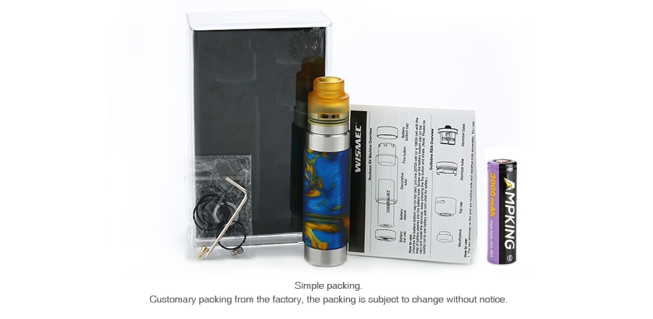 WISMEC Reuleaux RX Machina 20700 Mech MOD with Guillotine RDA Kit 3000mAh    Customary packing he factory  the packing