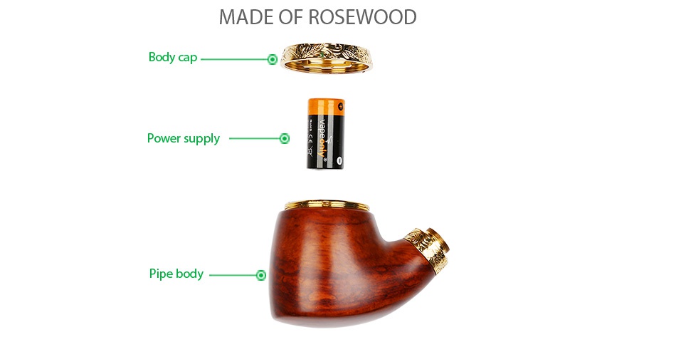 VapeOnly vPipe 3 Body MADE OF ROSEWOOD Power supply Pipe body