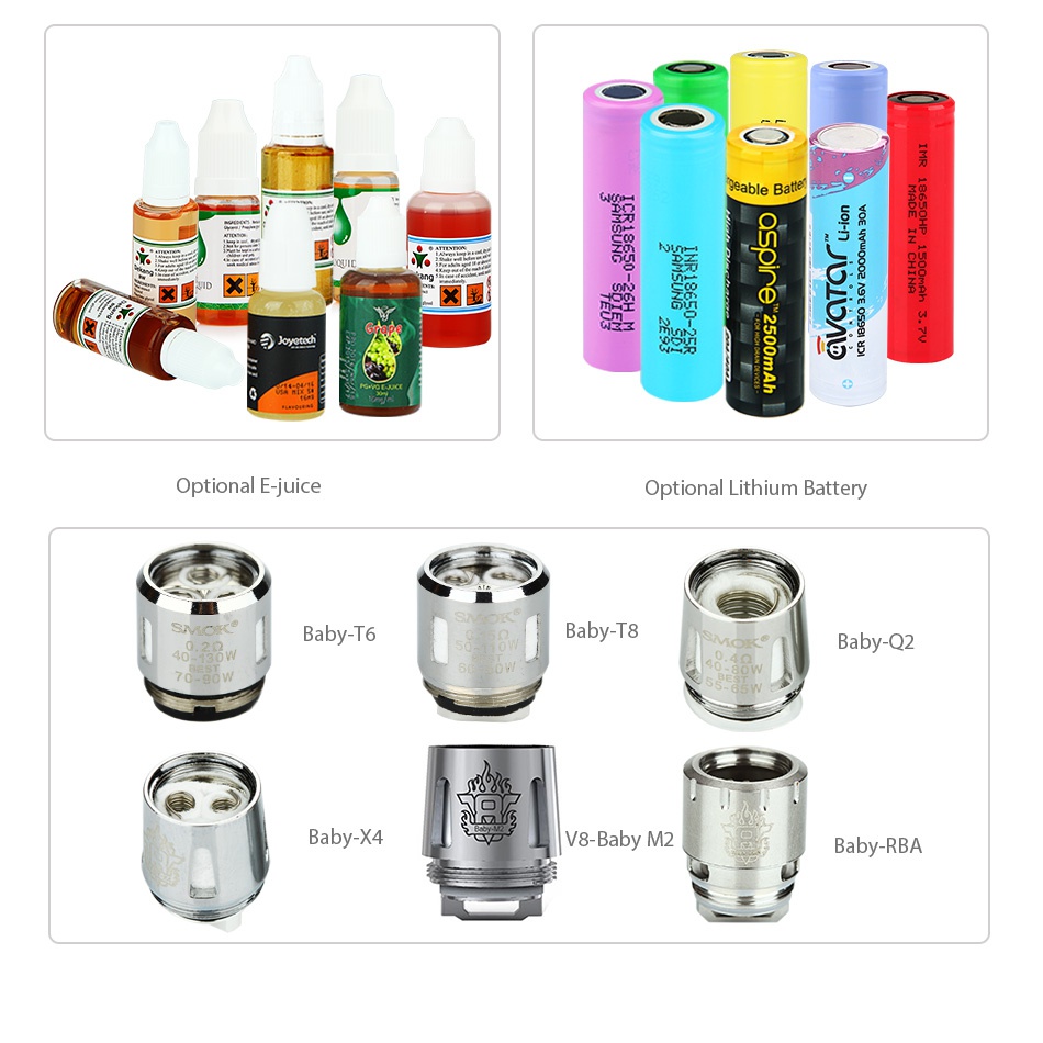 SMOK Alien Baby AL85 TC Starter Kit x x  Optional E juice Optional Lithium Battery Baby t6 Baby T8 Baby O2 Baby  4 V8 Baby M2 Baby RBA