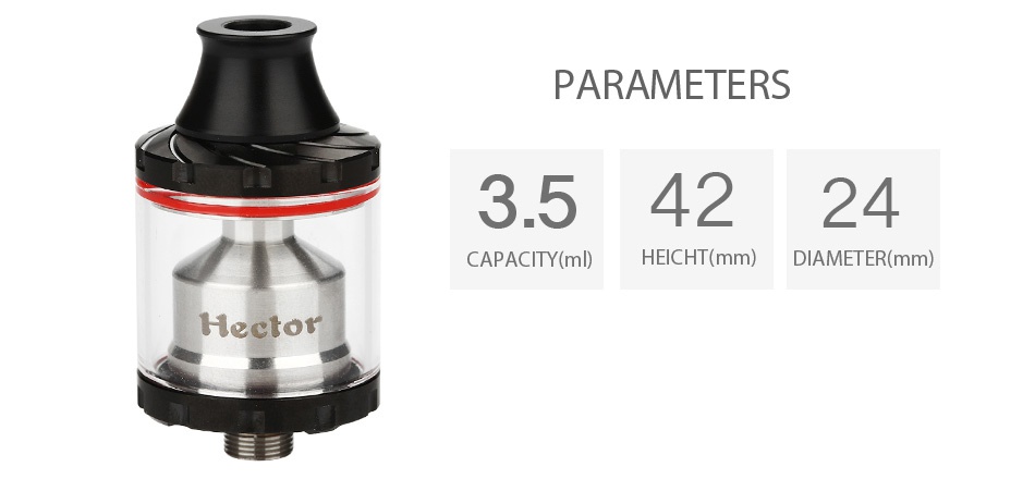 Arctic Dolphin Hector RTA PARAMETERS 3 54224 CAPACITY ml  HEICHT mm  DIAMETER mm  Hector