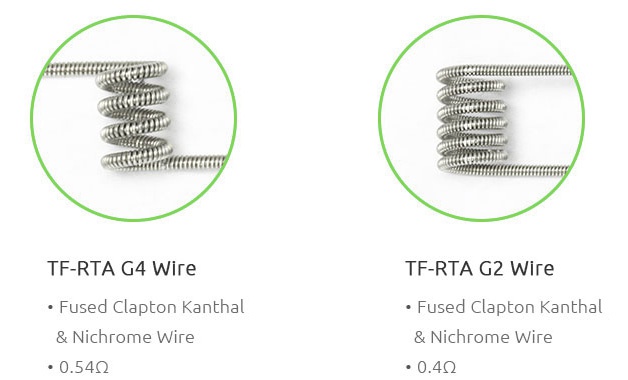 SMOK TF-RTA Tank 4.5ml TF RTA G4 Wire TF RTA G2 Wire Fused Clapton Kanthal Fused Clapton Kanthal Nichrome wire nichrome wire 0 54Q 0 40