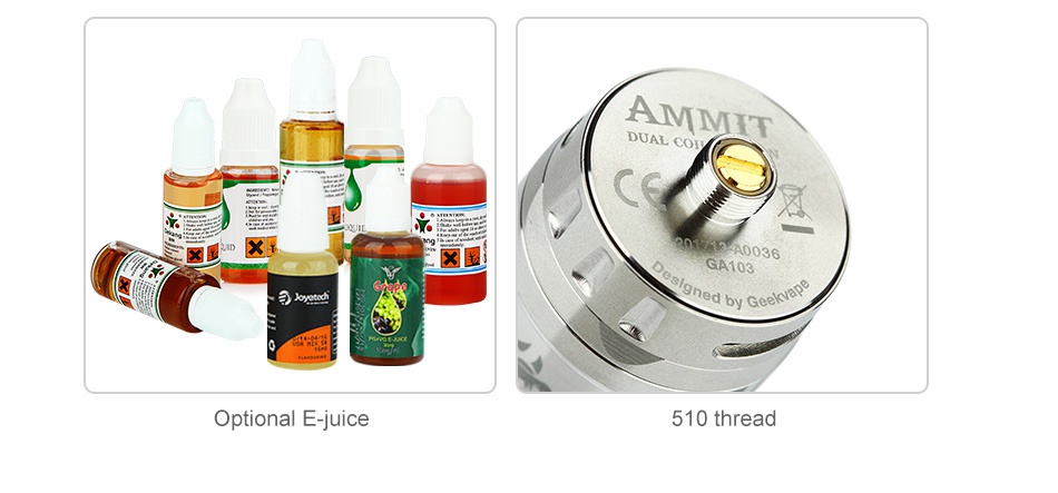 GeekVape Ammit RTA Dual Coil Version 3ml AMN CTI by Go Optional E juice 510 thread