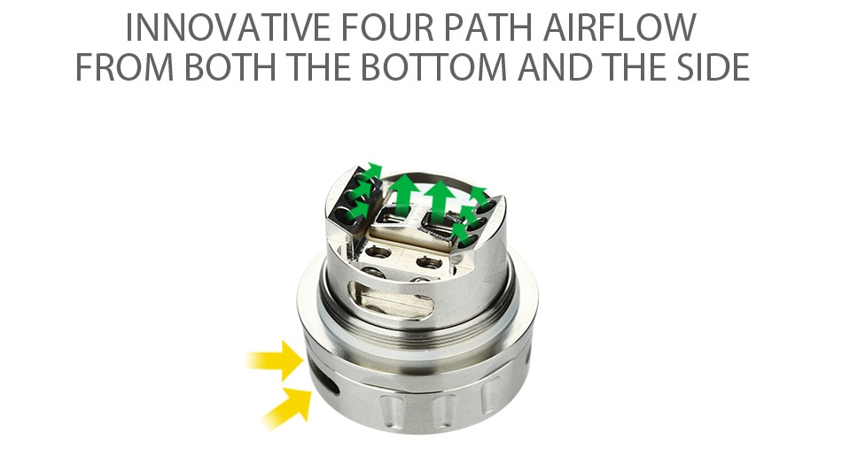 GeekVape Ammit RTA Dual Coil Version 3ml INNOVATIVE FOUR PATH AIRFLOW FROM BOTH THE BOTTOM AND THE SIDE