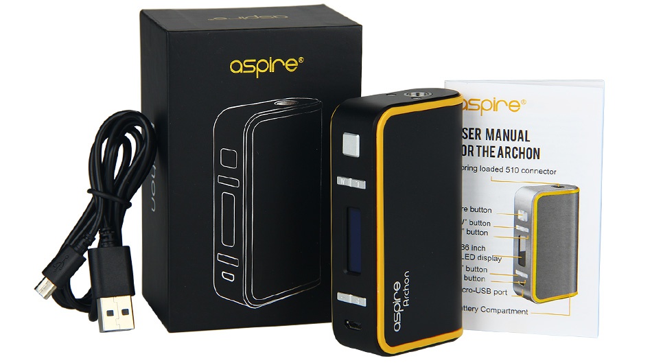 Aspire Archon 150W TC MOD aspr soine SER MANUAL PR THE ARCHON o USB port