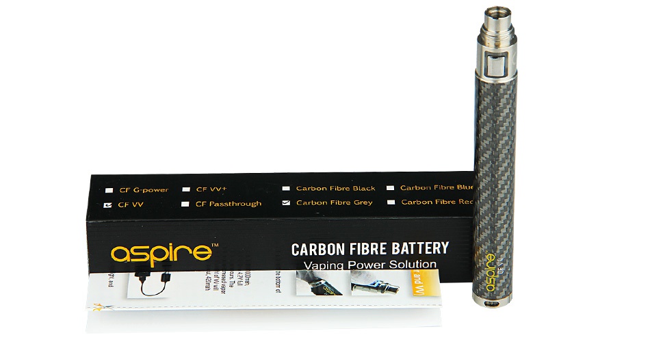 Aspire CF VV Battery 900mAh n Fibre B L CF VV   CF Passthrough v Carbon Fibre aspIre CARBON FIBRE BATTERY Vaping power solution