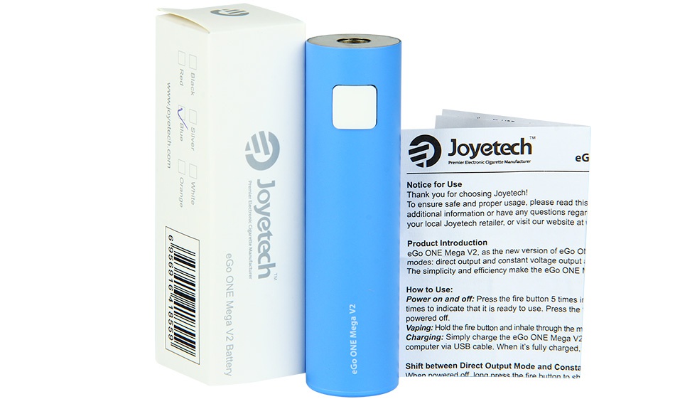 Joyetech eGo ONE Mega V2 Battery 2300mAh a Joye tech your local Joyetech retailer  or visit our website at oOzmzo Nm The simplicity and efficiency make the e Go ONE I so2uzo  Hold the fire button and inhale through the m mputer via USB cable  When it s fully charge