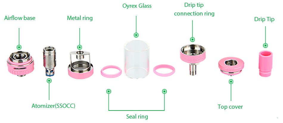 Kangertech TOPBOX Nano 60W TC Starter Kit Oyrex Glass Drip t Airflow base connection ring Metal ring Drip Ti tomizer soco  Top cover Seal ring
