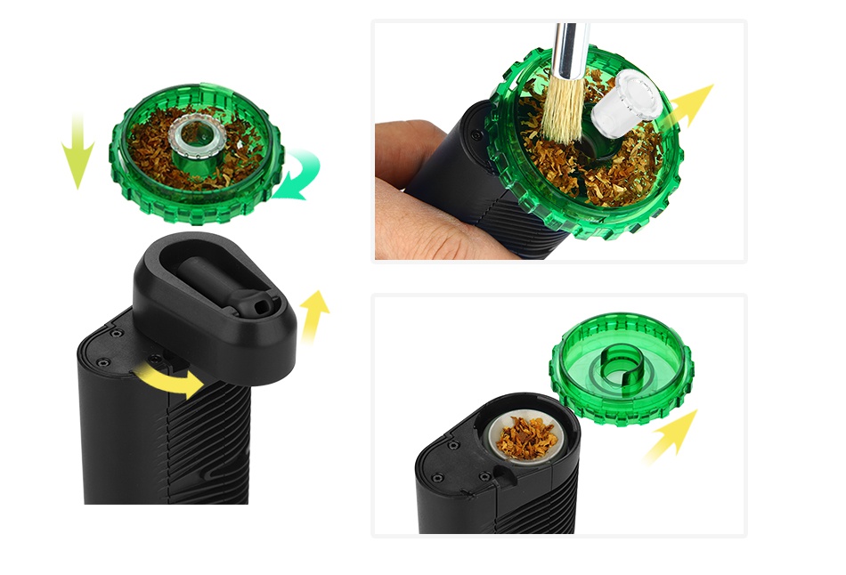 Vivant Alternate Loose Leaf Vaporizer SCHEMATIC DIAGRAM 4 piece 3 chamber d Strong magnetic hold includes top compartment for herb storage Sharp teeth on inner and outer edges except green  which produces a very fine grindin Lightweight acrylic for easy transportatio Attaches to Alternatel TI