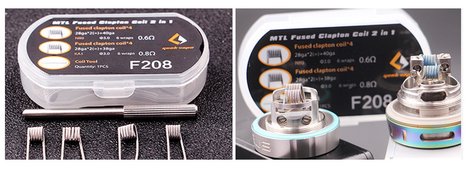 GeekVape MTL Fused Clapton Coil 2 in 1 8pcs aps 0 69 MTL Fused Clapton coil 2 in I   o weps O 8Q Quantty IPcs F208 e106w060 080 F20