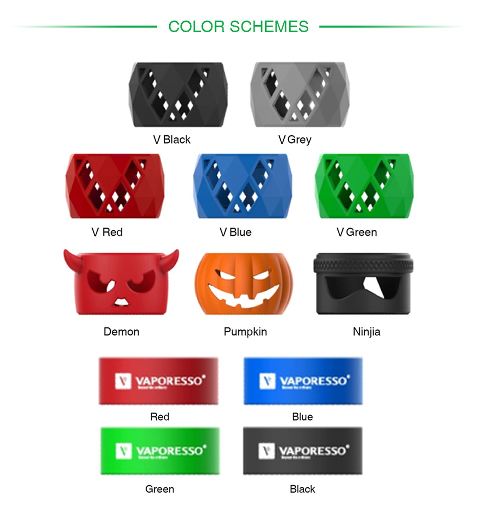 Vaporesso SKRR Tank Replacement Silicone Case COLOR SCHEMES 4  BLack GRey VRed VAlue GReen Pumpkin VYAPORESSO M  PORESSO Blue N  PORESSO   PORESSO Green Black