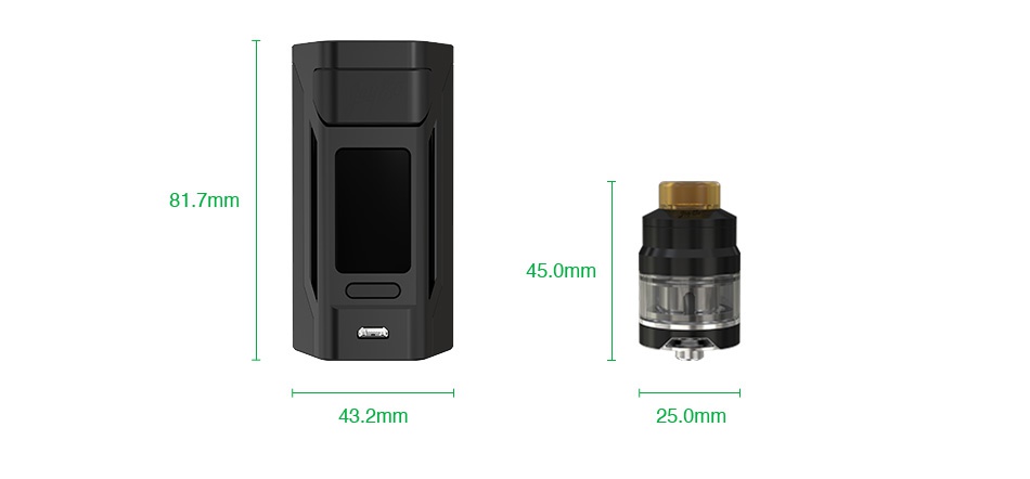 WISMEC Reuleaux RX2 20700 200W TC Kit with Dual Ampking 20700 Batteries 6000mAh 81 7mm 45 0mm 43 2mm 25 0mm