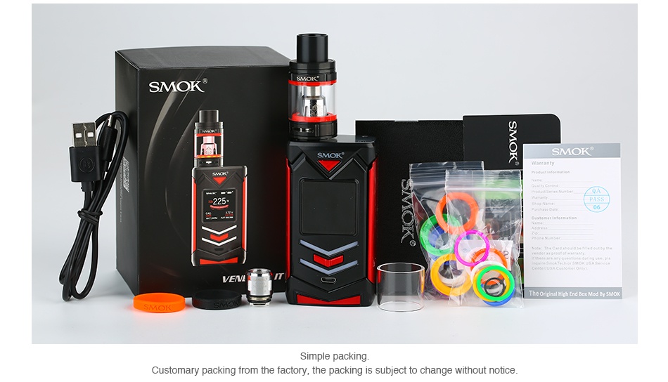 SMOK Veneno 225W TC Kit with TFV8 Big Baby MOK VE L Simple packing omary packing biect to change without notice