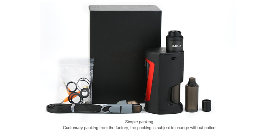 GeekVape GBOX Squonker 200W TC Kit with Radar RDA Customary packing from the factory  the packing is subject to change without notice