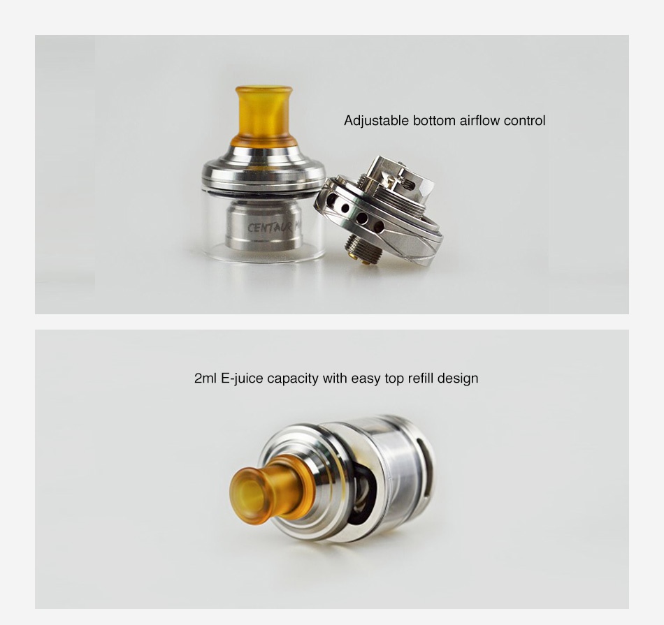 Hotcig Centaur Mini RTA 2ml Adjustable bottom airflow contro 2ml E juice capacity with easy top refill design