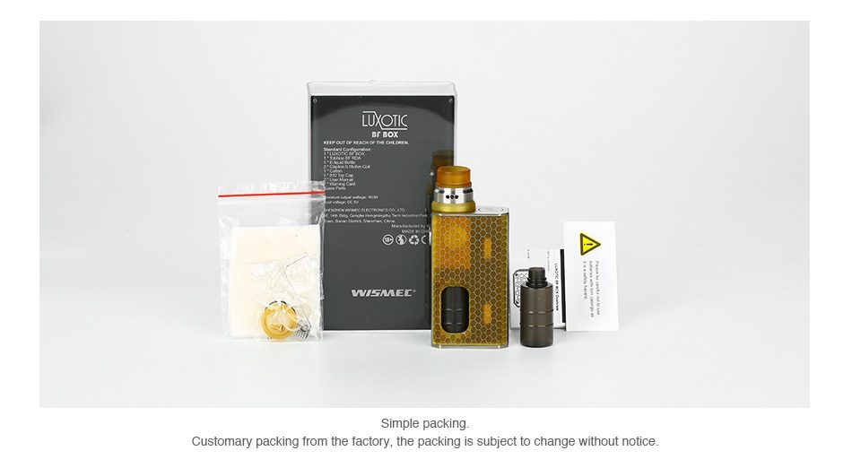 WISMEC Luxotic BF Box Kit with Tobhino LUX C   e Simple packing Customary packing from the factory  the packing is subject to change without notice
