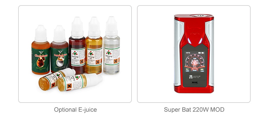 Vaptio Super Bat 220W TC Kit with Frogman Tank Optional E juice Super Bat 220W MOD