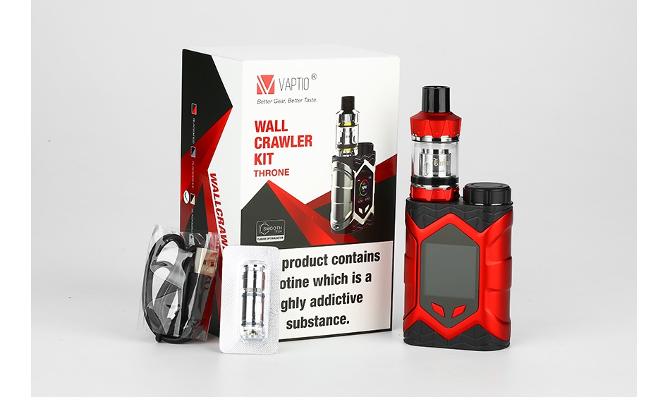 Vaptio Wall Crawler 80W TC Kit with Throne Tank MVAPTIO CRAWLER KIT pr duct con hich is a ghly addictive ubstance
