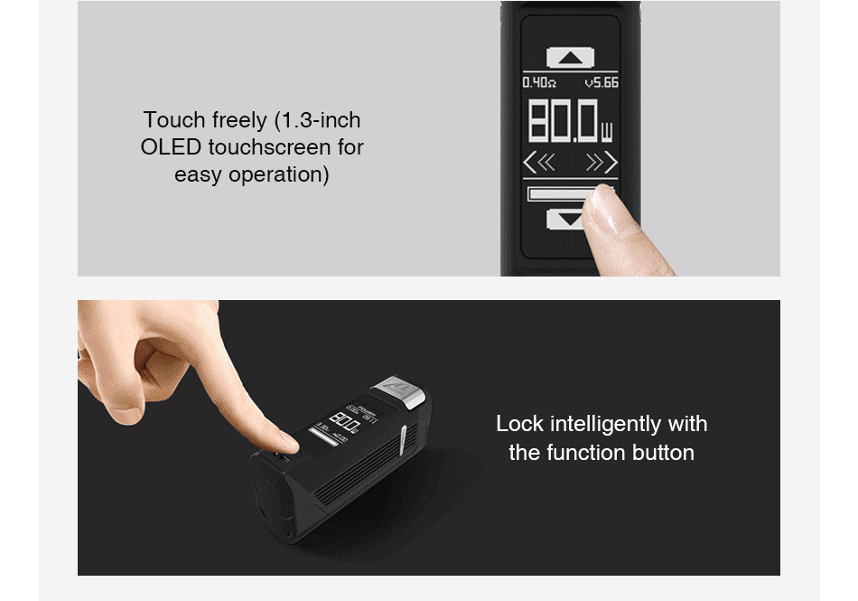 Joyetech ESPION Solo 21700 80W with ProCore Air TC Kit 4000mAh 0  40s V5 66 Touch freely 1 3 inch OLED touchscreen for easy operation  Lock intelligently with the function button