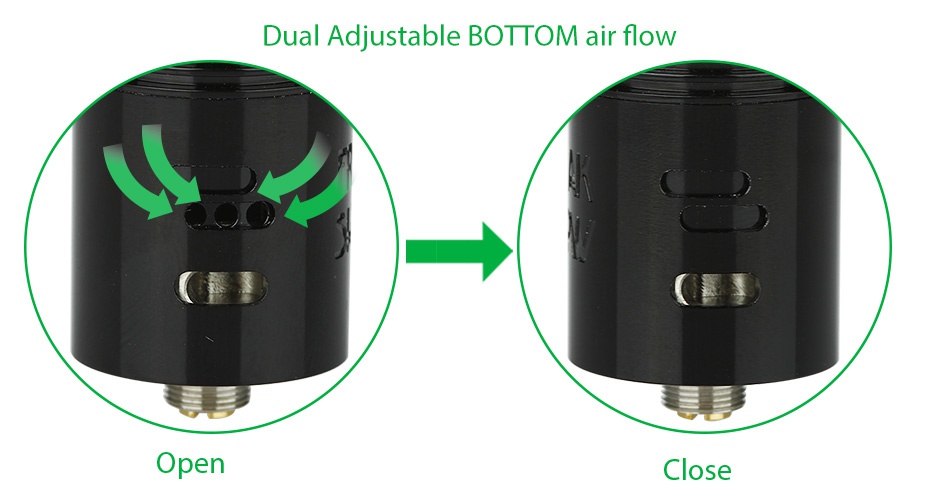 WOTOFO Freakshow 22 RDA V2 Dual Adjustable bottom air flow F    Open Close