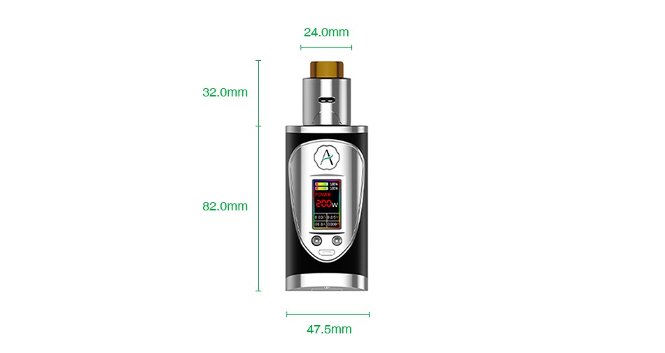 Avidvape Throne Squonker 200W TC Kit 24 0mm 32 0mm A 82 0mm 47 5mm