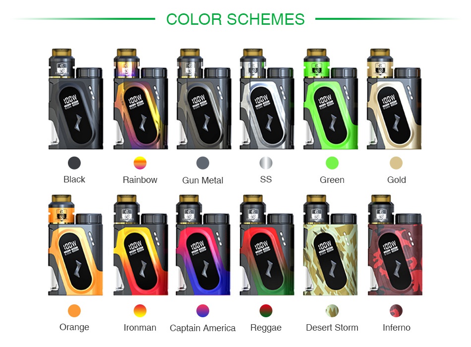 IJOY CAPO SRDA 100W 20700 Squonker Kit Black Rainbow Gunmetal Orange Ironman Green Gold Captain Reggae Desert Strom Inferno America