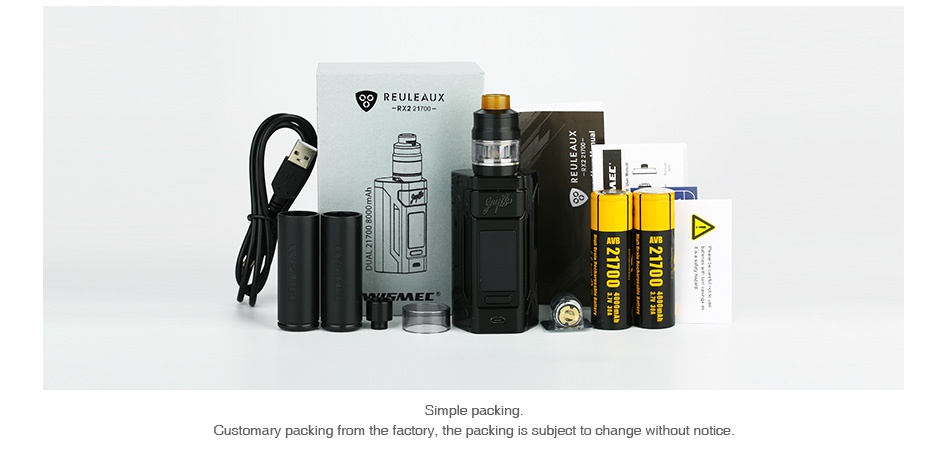 WISMEC Reuleaux RX2 21700 230W with Gnome TC Kit 8000mAh EULEAUX mple packing Customary packi m the factory  the packing is subject to change without notice