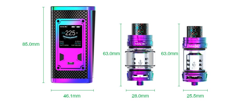 SMOK Majesty 225W TC Kit with TFV12 Prince Luxe Edition 85 0mm A SMdK 63 0mm 63 0mm 46 1mm 28 0mm 25 5mm