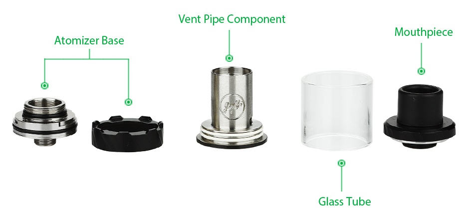 WISMEC Reux Mini Atomizer 2ml Vent Pipe Component Mouthpiece Atomizer base Glass Tube