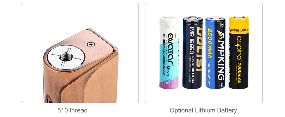 Sigelei Evaya 66W Stabilized Wood TC Box MOD 510 thread Optional Lithium Battery