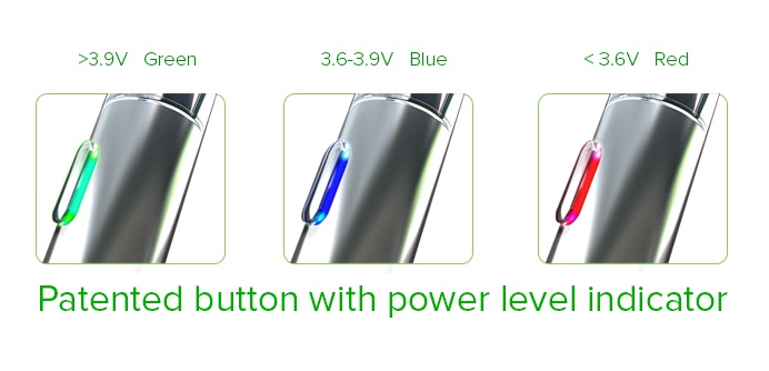 VapeOnly vCat Battery 1100mAh  3 9V Gree 3 6 3 9V Blue tented button with power level indicato