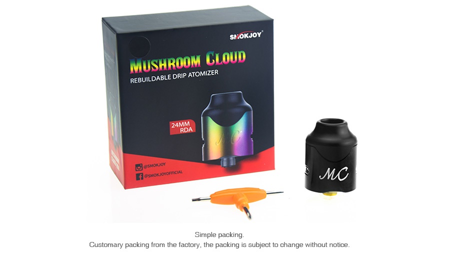 SMOKJOY Mushroom Cloud RDA MUSHROOM CLOUD BUILDABLE DRIPATOMIZER   MC Customary packing from the factory  the packing is subject to change without notice