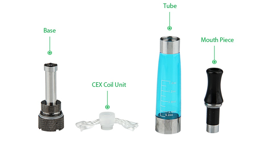 Kangertech CEX eGo CC Clearomizer 1.6ml 5pcs Tub B Mouth piece CEX Coil unit